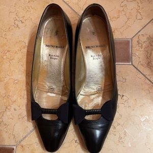 Bruno Magli Black Leather Pumps w/ Bow